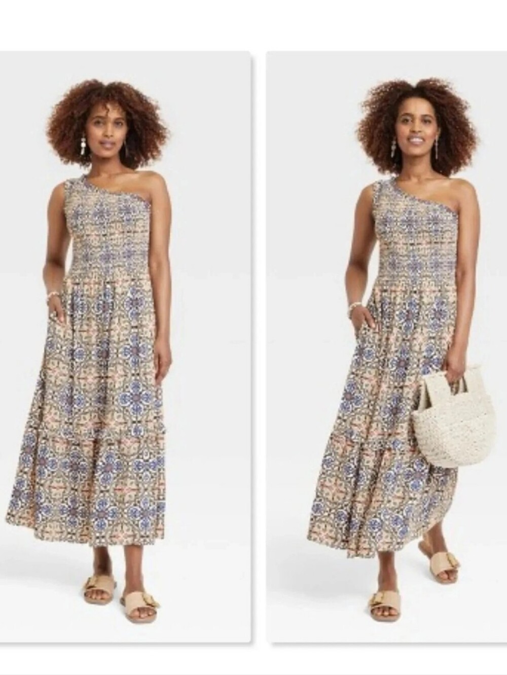Knox Rose XL One-Shoulder Printed Maxi Dress 3912-CY